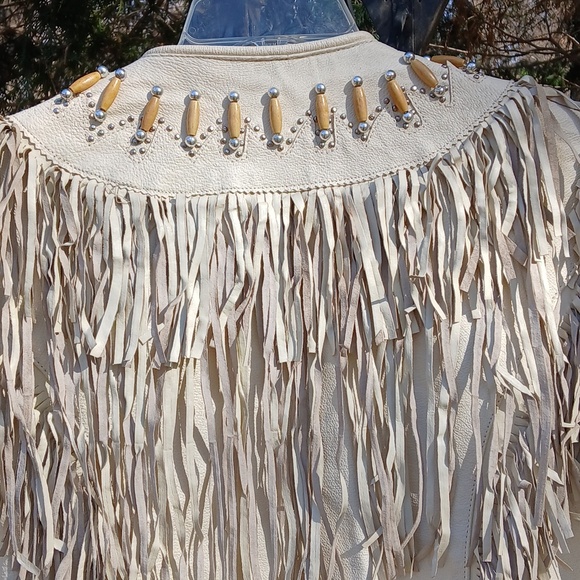USA BIKERS DREAM APPAREL LEATHER FRINGE JACKET sz M/L - Picture 12 of 14